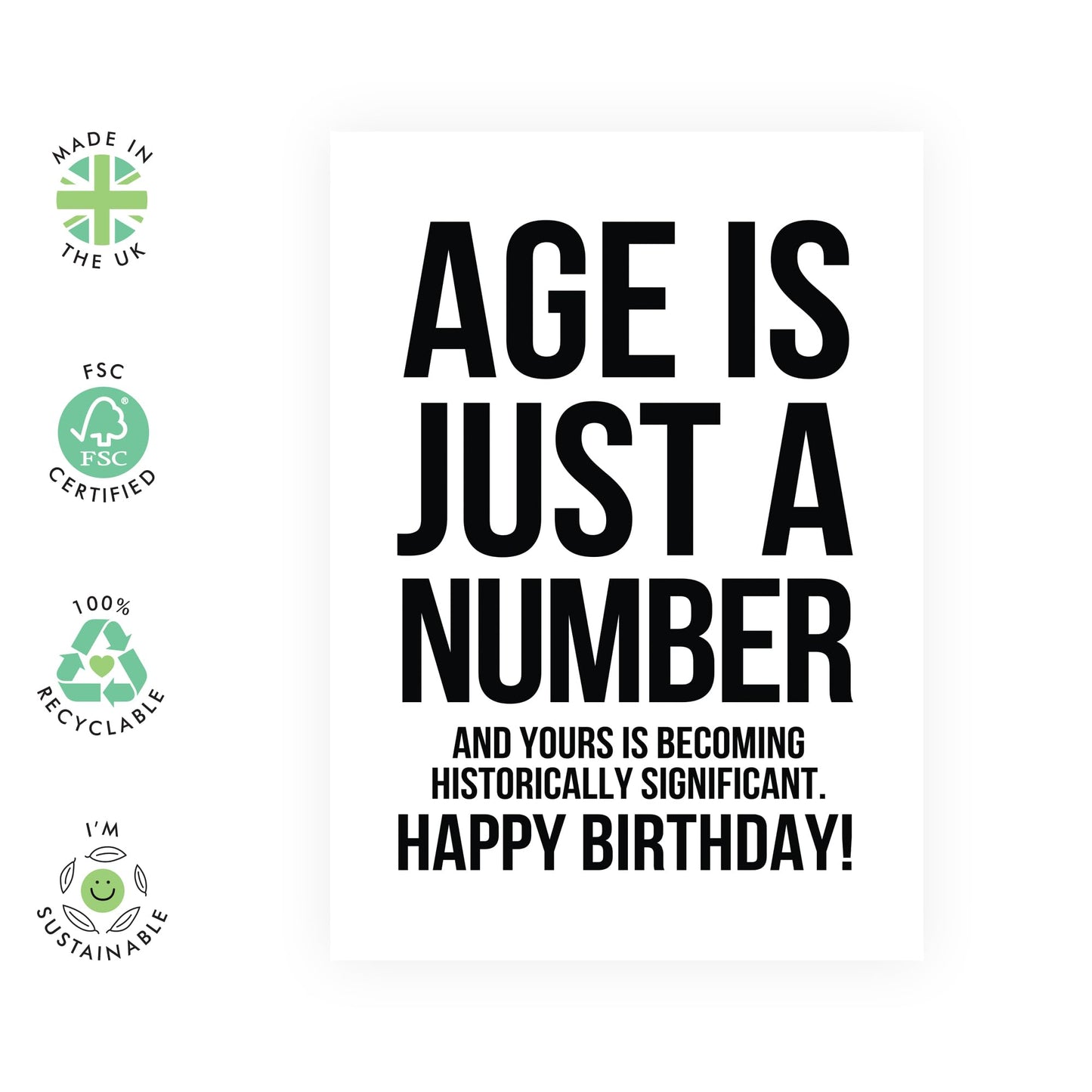 Birthday Cards For Women - Age Is Just A Number - Humorous Birthday Cards For Men - For Mum Dad Brother Sister - Gifts For Her Him - Comes With Stickers - By Central 23