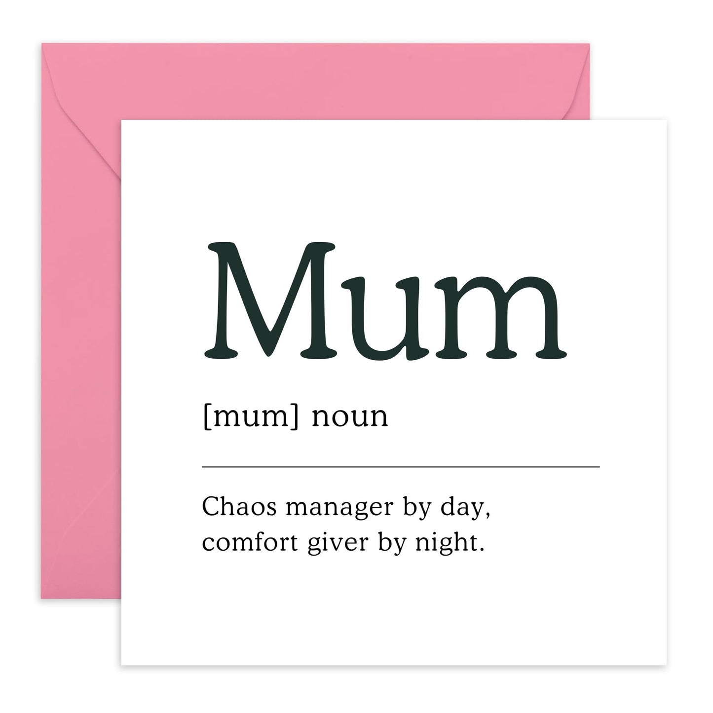 Mum Birthday Card Funny - Chaos Manager by Day, Comfort by Night - Mothers Day Card From Daughter Son - Happy Birthday Mum Card - Thank You I Love You Gifts For Her - Comes With Stickers By Central 23