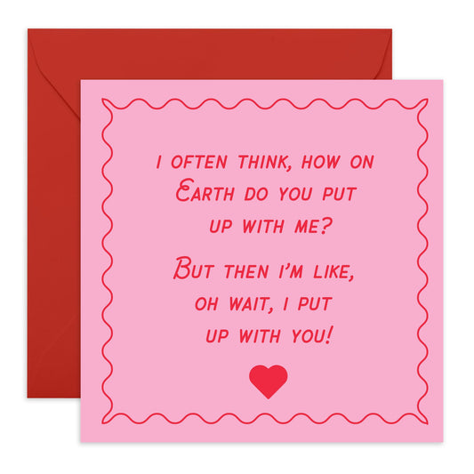 Valentines Day Card Girlfriend Boyfriend - How Do You Put Up With Me - Anniversary Card Couple - Greeting Cards Fiance - Wife - Greeting Cards - Comes With Stickers By Central 23