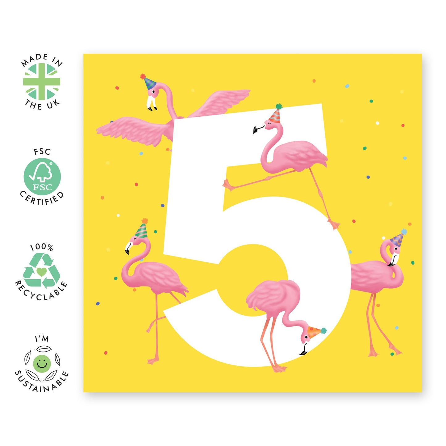 Fifth Birthday Card Daughters - Flamingo Age 5 - Toddler Milestone Cards Age Five - Fifth Birthday Cards - Gifts For Girls Granddaughter Niece Toddlers - Comes With Sticker By Central 23