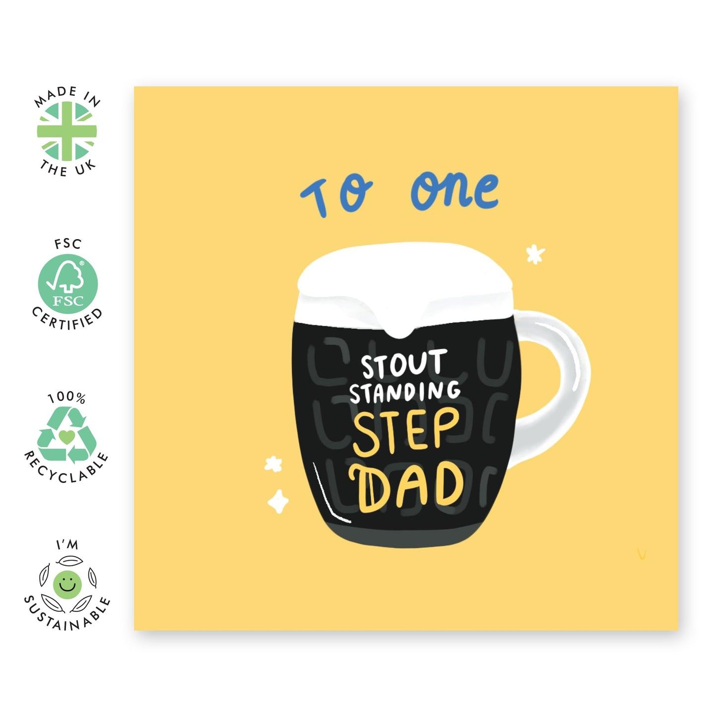 Step Dad Card - One STOUT-standing Step-dad - Father's Day Card For Dad - Step Dad Fathers Day Card Funny - Gifts For Men Step-fathers Pop Daddy - Comes With Fun Stickers By Central 23