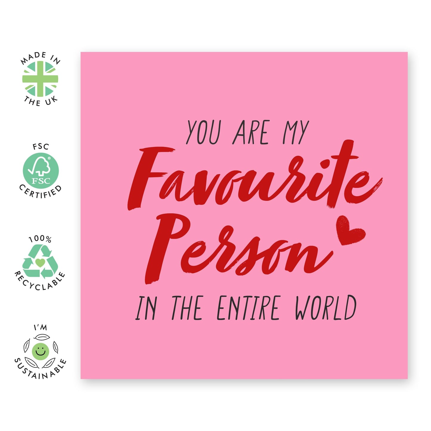 Anniversary Card For Husband Wife - Favourite Person In The Entire World - Romantic Anniversary Cards For Boyfriend Girlfriend Couple - Valentines Day Card - Comes With Stickers - By Central 23