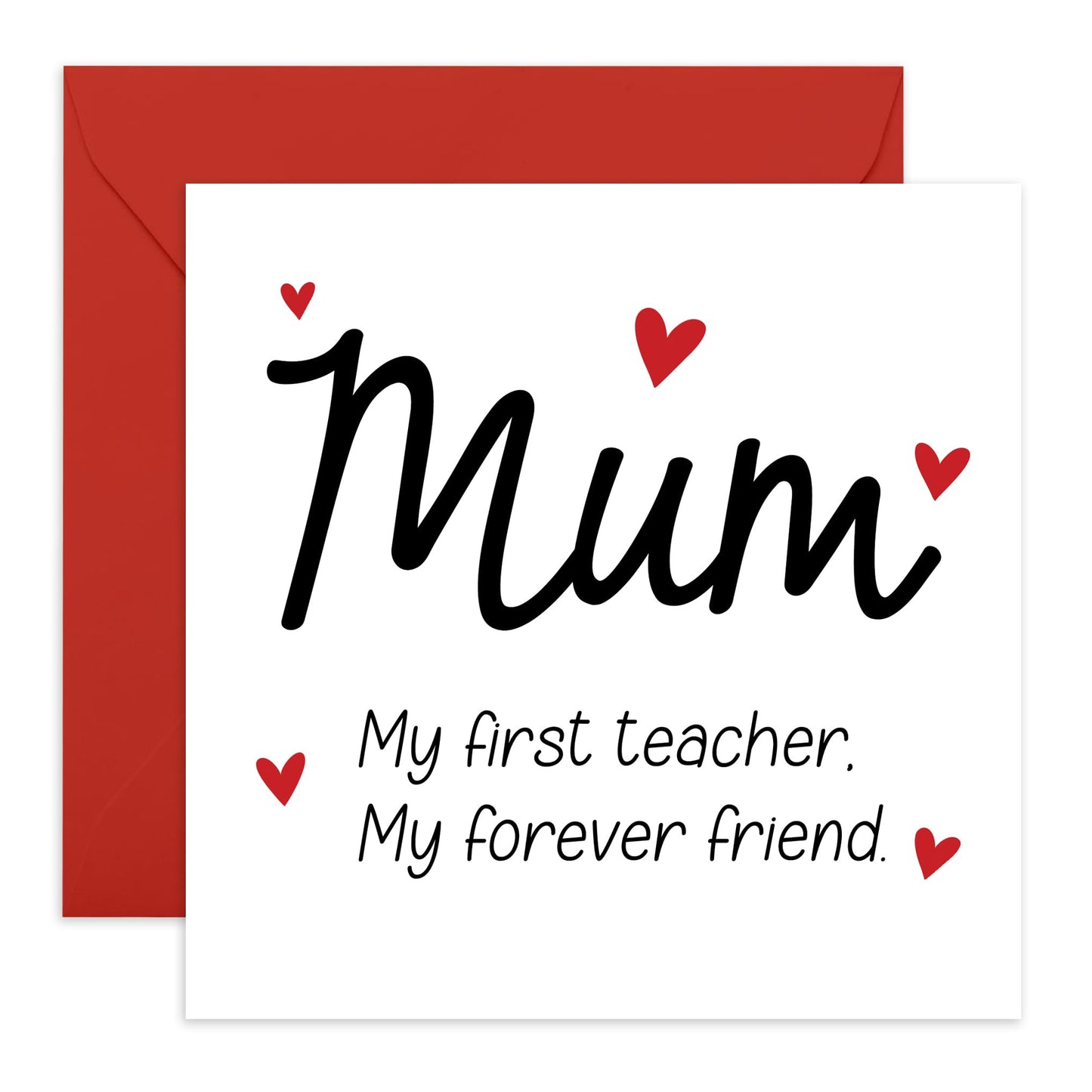Heartfelt Birthday or Mother's Day Card For Mum - First Teacher Forever Friend - Sweet Birthday Cards For Mama, Ma, Women, - Thank You Cards - Greeting Cards For Mummy Mama - Comes With Stickers
