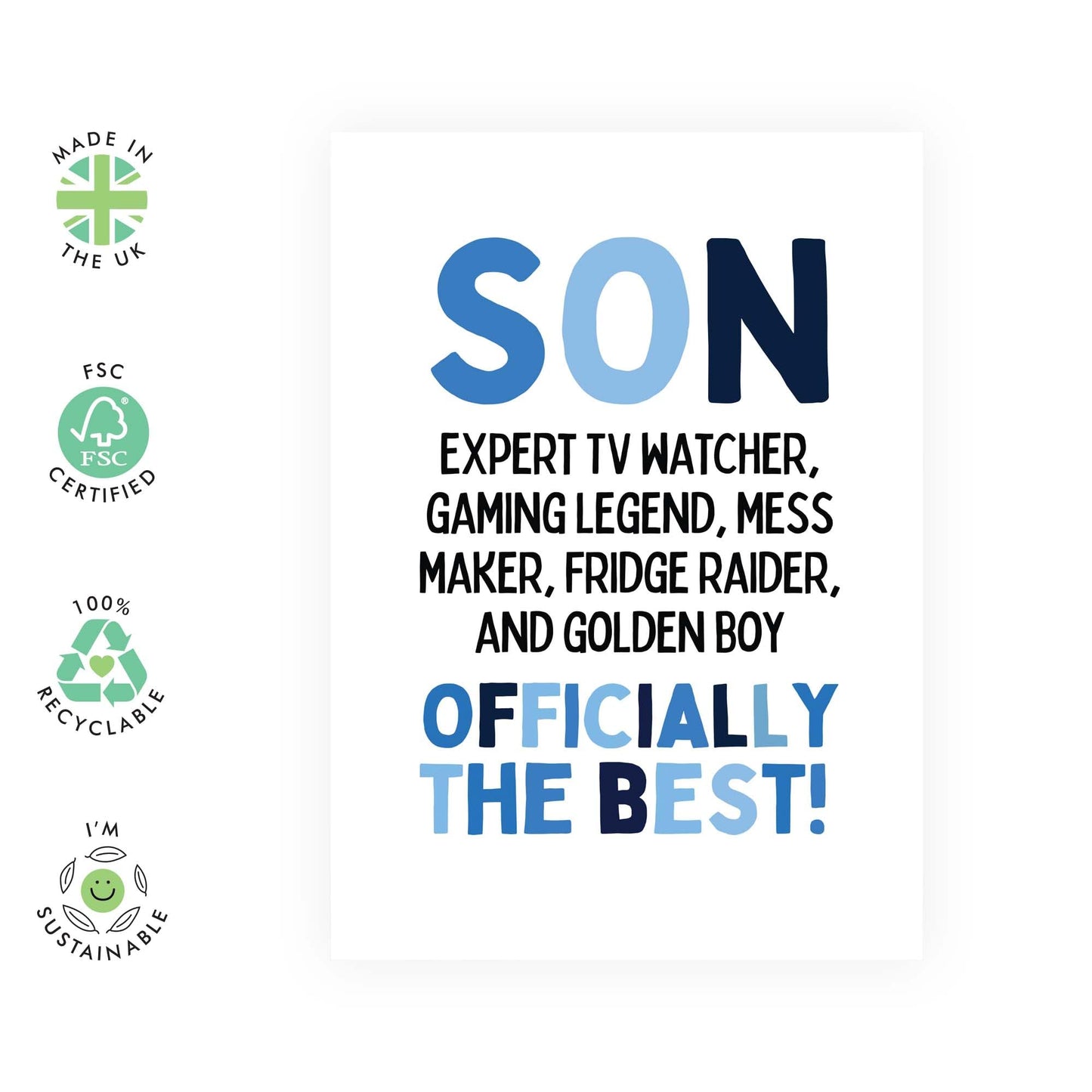 Funny Birthday Greeting Card - 'BEST SON' - Perfect for Celebrating with a Dash of Humor - Ideal for Your Sons Who Keep You on Your Toes - Comes With Stickers By Central 23