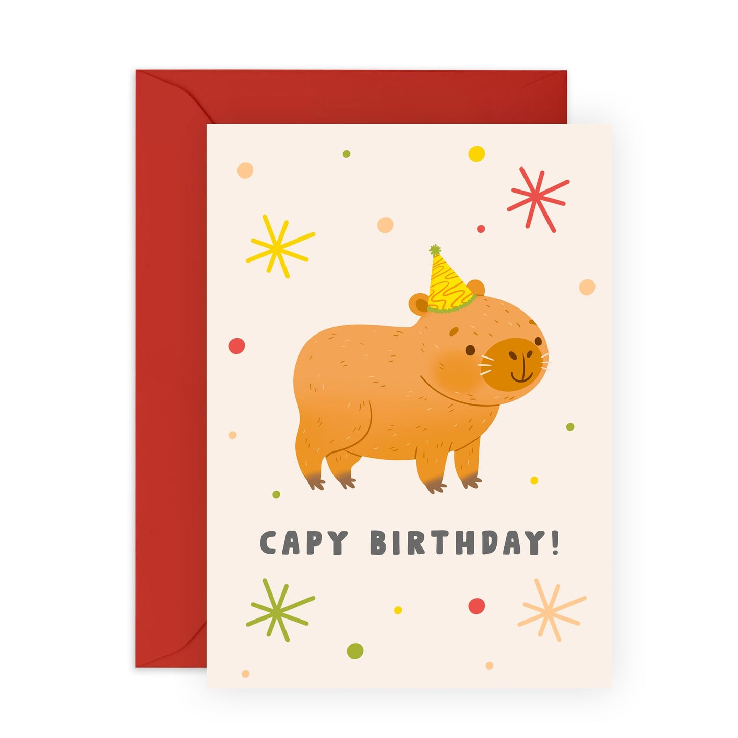 Happy Birthday Cards For Her Him - Capy Birthday Doodles - Funny Animal Puns - Cute Greeting Cards For Men Women - Gifts For Mum Dad Sister - Comes With Fun Stickers - By Central 23