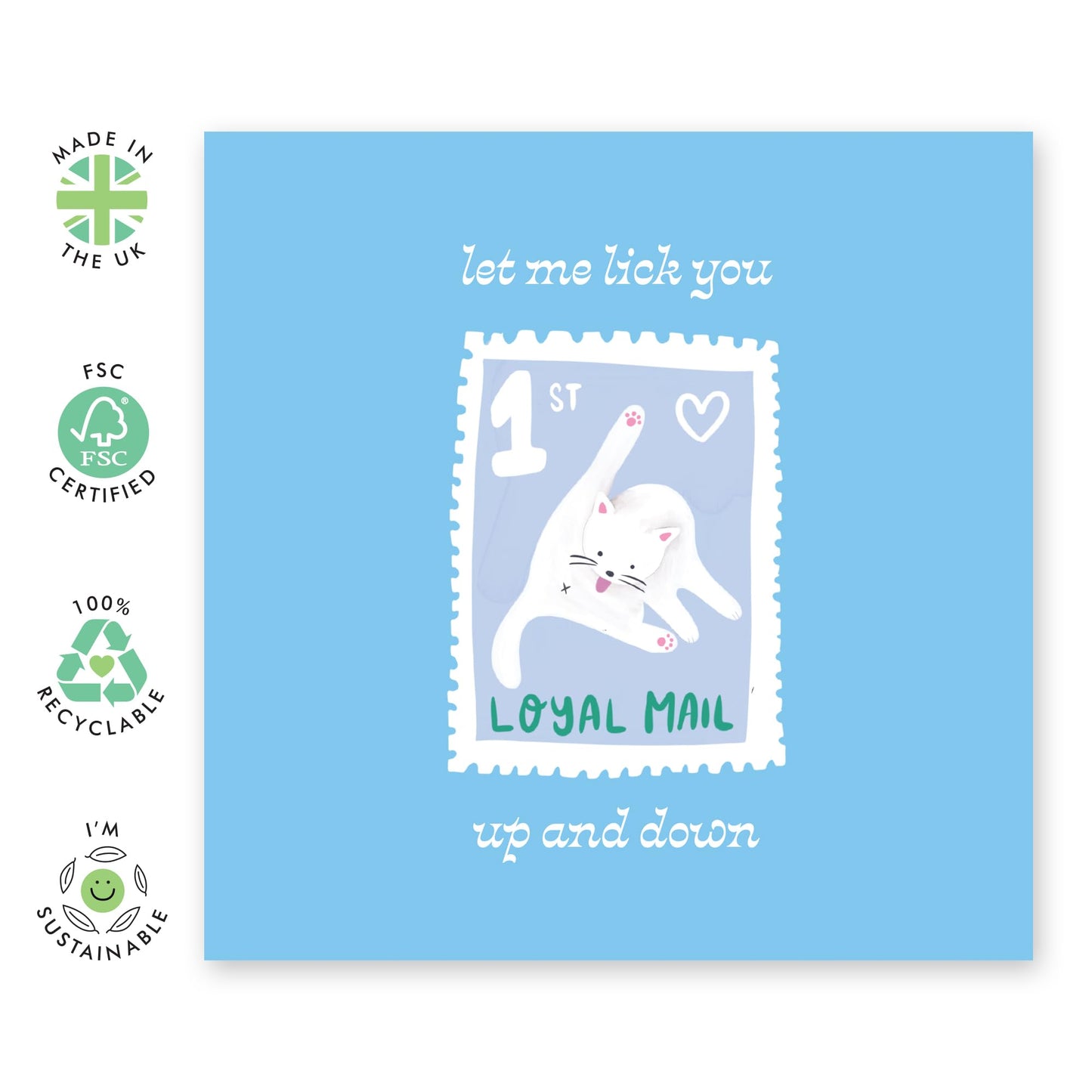 Central 23 1st Anniversary Card For Men Women - Lick You Up And Down Stamp Cat - Naughty 1st Wedding Anniversary Cards For Husband Wife - Valentines Day Card For Couples - Comes With Stickers