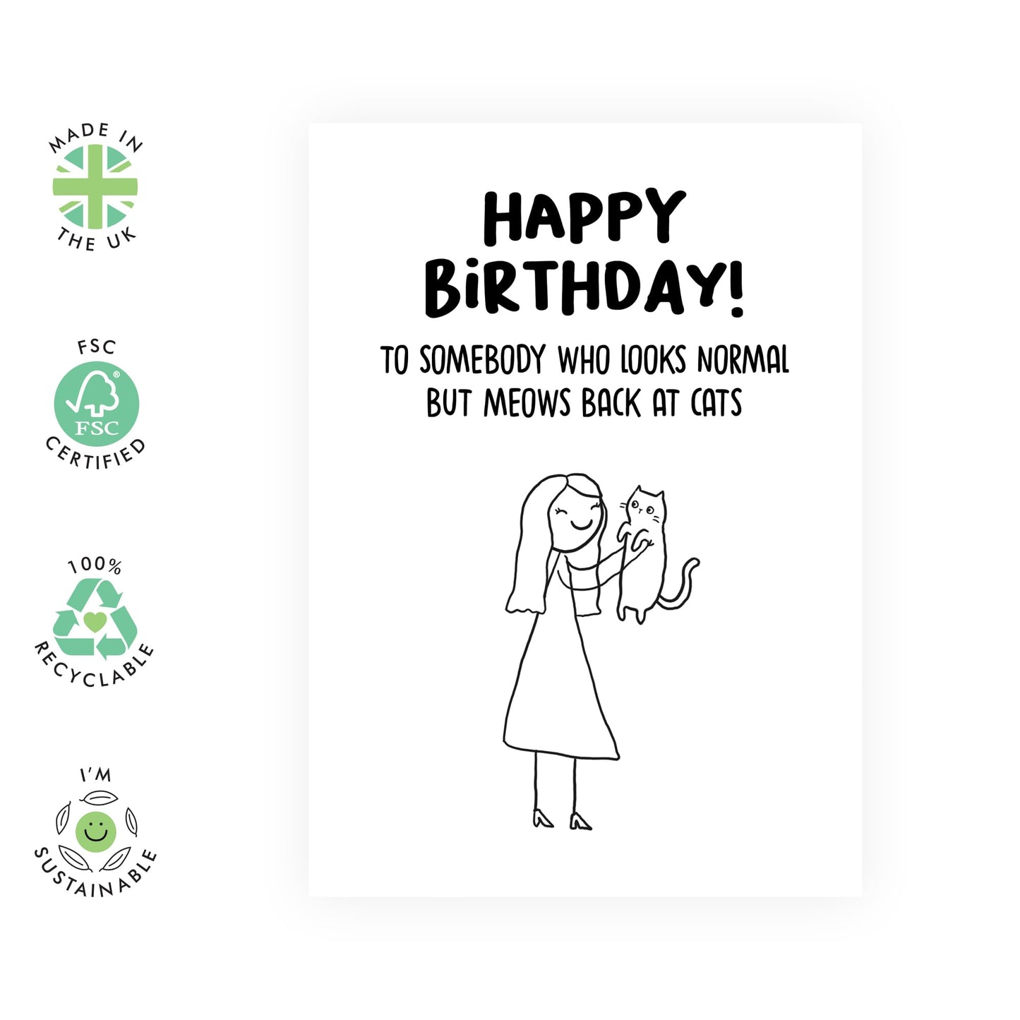 Hilarious Birthday Card for Fur Mums - 'Meows Back At Cats' - Gifts for Her, BFF, Sister, Ladies, Best Friend, Girlfriend - Cat Woman - Comes with Fun Stickers