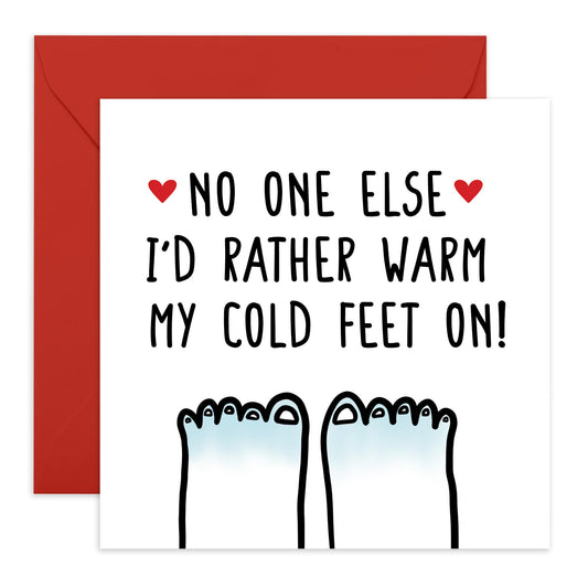 Funny Valentines Day Card - 'Warm My Cold Feet On' - Anniversary Card For Her Him Wife Husband - Boyfriend Birthday Card - Romantic I Love You Gifts For Him - Comes With Cute Stickers