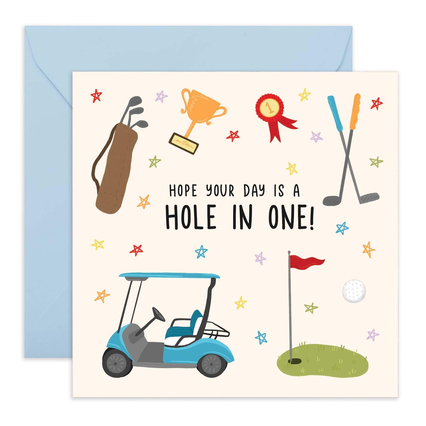 Golf Birthday Card For Him Her - Hole In One - Funny Birthday Cards For Dad Brother Grandad Husband - Golf Gifts For Men Women - Comes With Stickers - By Central 23