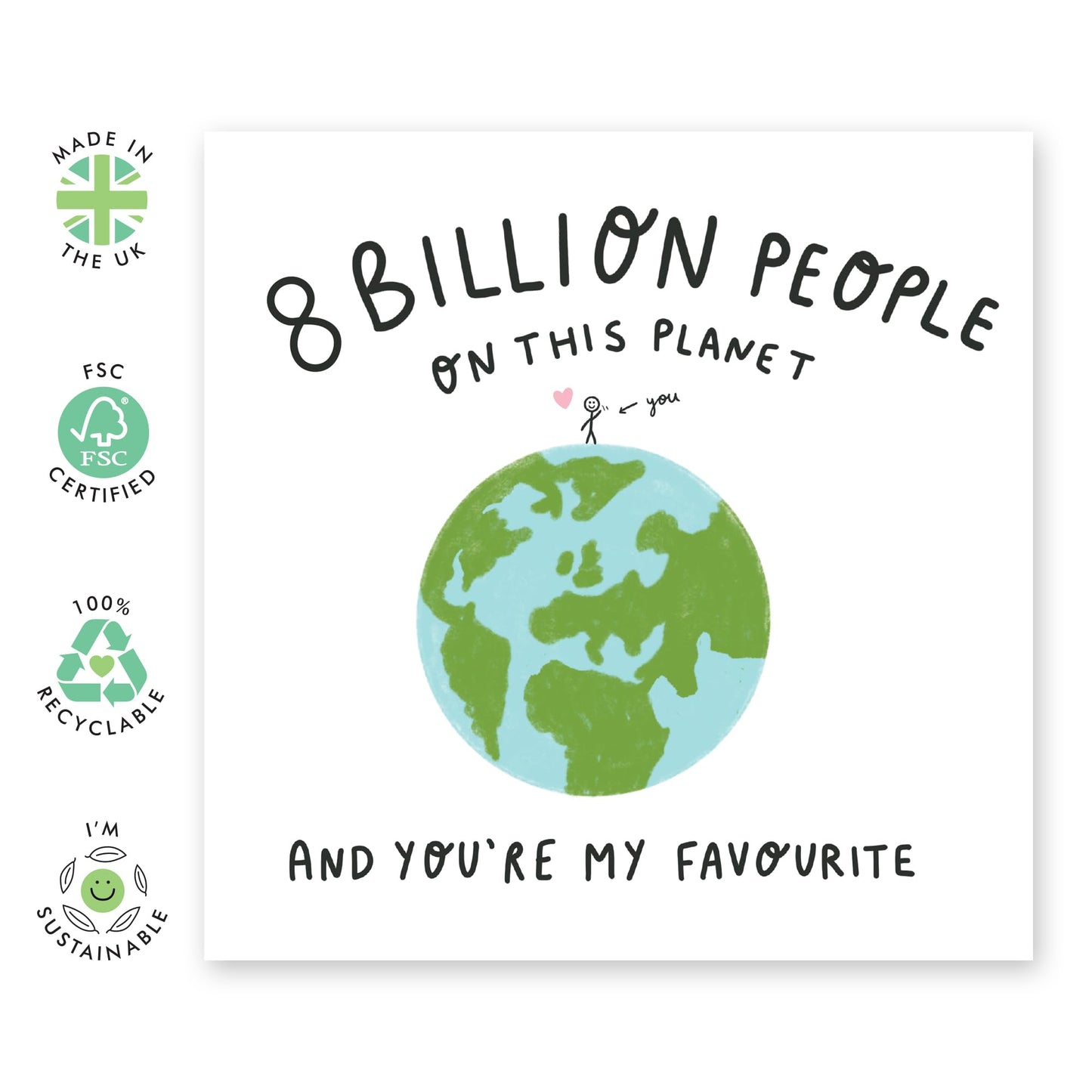 Valentines Card For Boyfriend Girlfriend Couples - 8 Billion People On This Planet - Birthday Card For Adult Men Women - Anniversary Card For Him - For Husband Wife - Comes With Stickers By Central 23