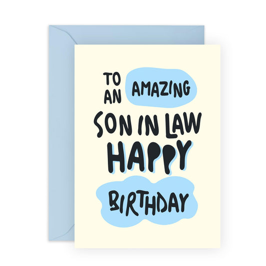 Son-in-law Birthday Card - 'Son In Law' - Thoughtful Gift for Son In Law, Daughter's Husband, Family - Amazing Son - Comes with Fun Stickers