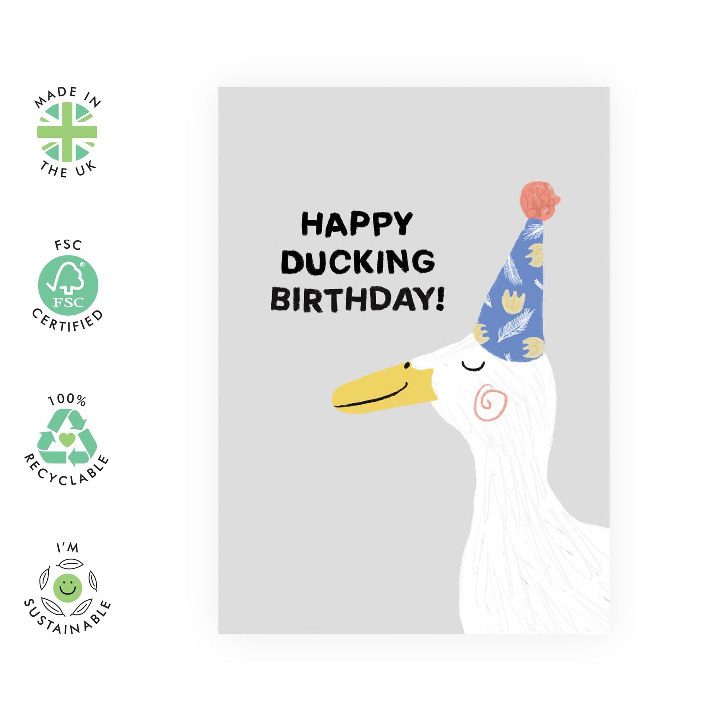 Funny Birthday Card - 'HAPPY DUCKING BIRTHDAY' - For Boyfriend Girlfriend Wife Husband Best Friend Friend Fiancé - Cute Animal Humor - Comes with Fun Stickers By Central 23