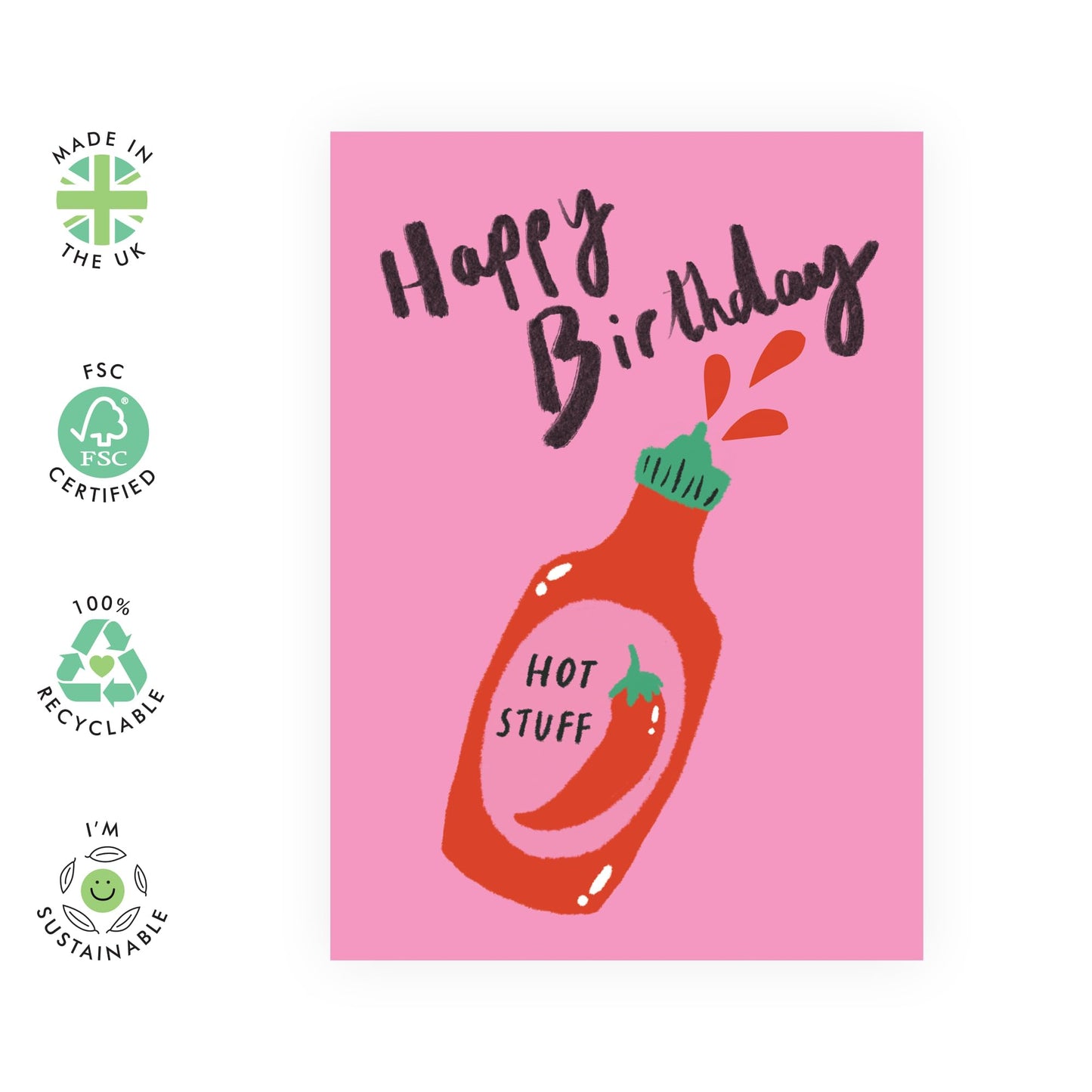Greeting Card - 'HAPPY BIRTHDAY HOT STUFF' - Perfect for Celebrating with a Sassy & Fun Twist - Ideal for Adding a Touch of Playful Flirtation to Their Special Day - Comes With Stickers By Central 23