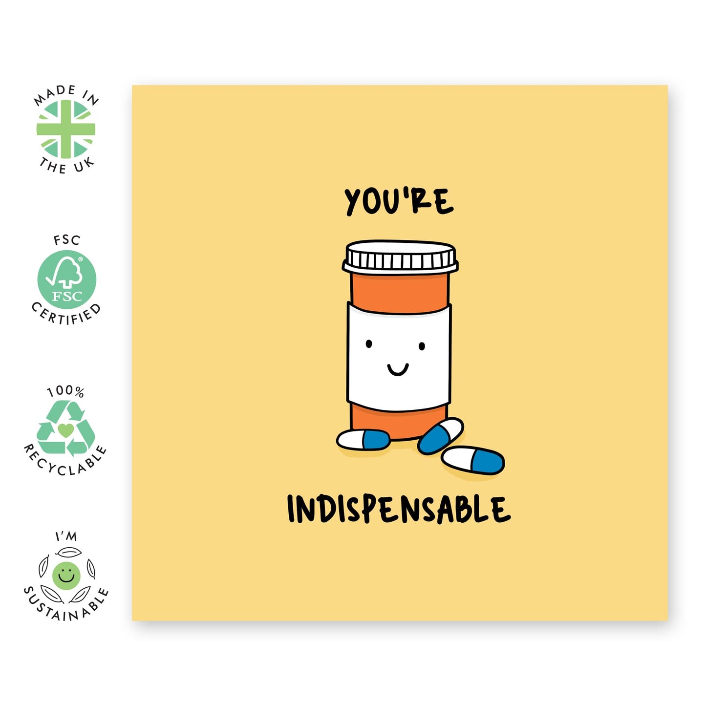 Best Friend Birthday Card - You're Indispensable - Leaving Cards For Colleagues Workmate - Appreciation Cards For Men Women - Comes With Stickers And Envelope - By Central 23