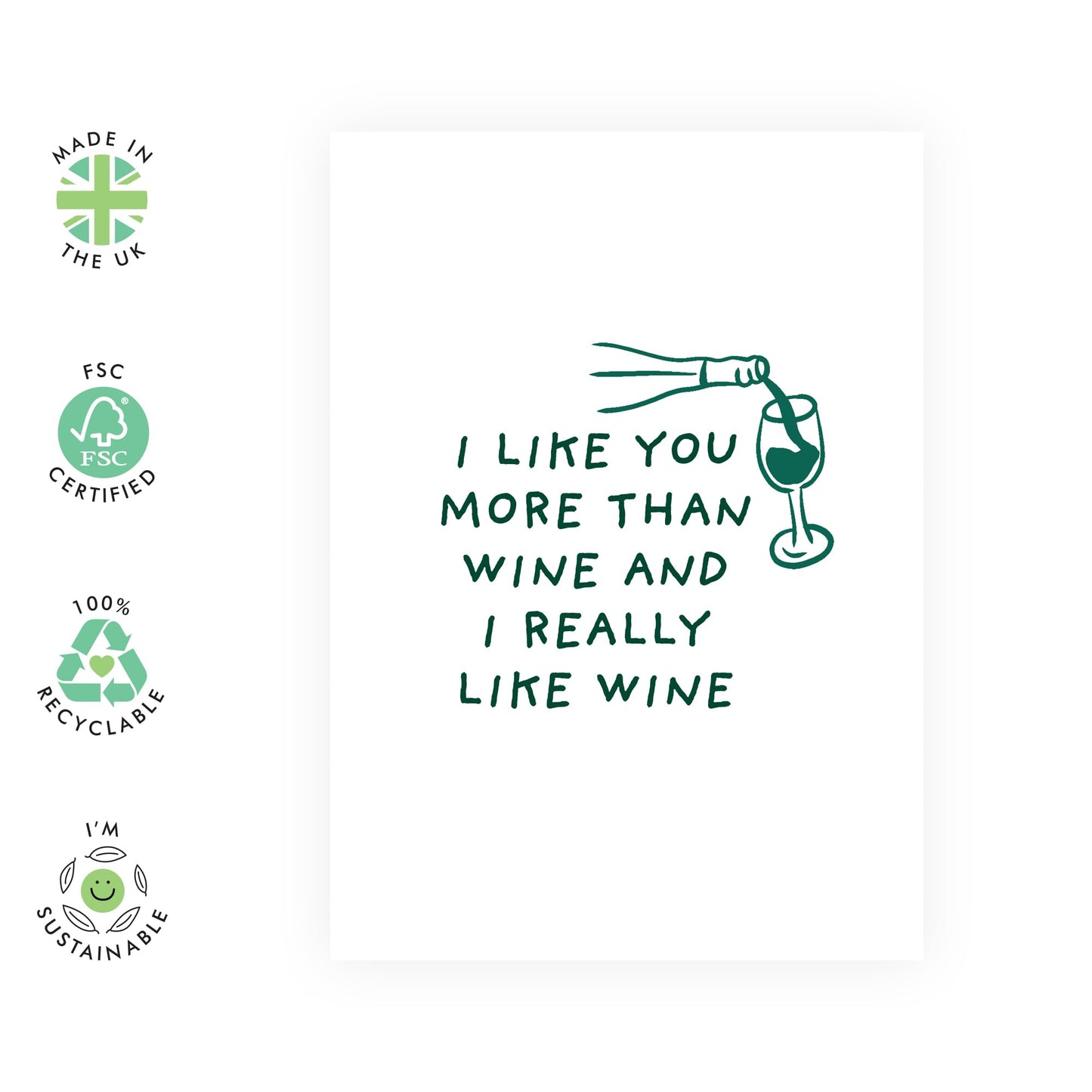 Funny Joke Anniversary Card - 'I Really Like Wine 2' - Gifts for Husband, Wife, Partner, Married Couples, Boyfriend, Girlfriend, Other Half - You Over Wine - Comes with Fun Stickers