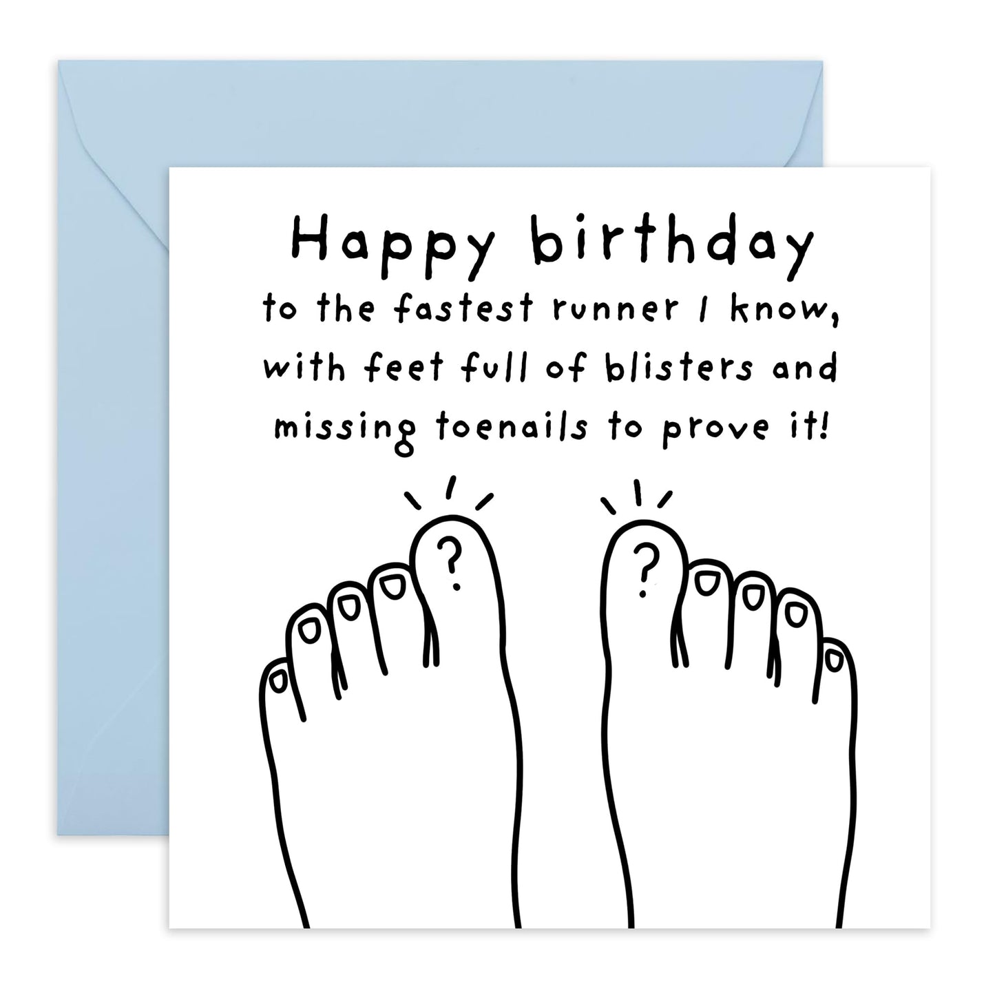 Hilarious Toes Birthday Card - 'Happy Birthday Runner' - Gifts for Co-worker, Colleagues, Best Friends, BFF, Cousin, Him, Bruv, Brother, Bro - Missing Toenails - Comes with Fun Stickers
