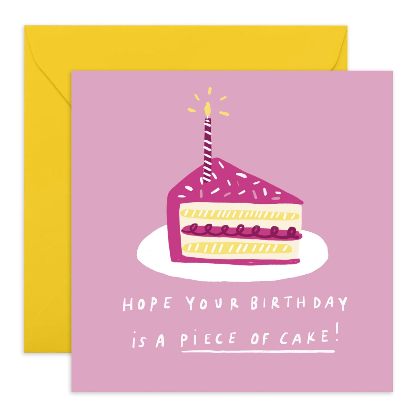 Cake Birthday Card - 'Piece of Cake' - Gifts for Best Friends, Besties, BFF,Girlfriends, Sister, Sis, Gals, Her - Candle Lit- Comes with Fun Stickers