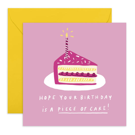 Cake Birthday Card - 'Piece of Cake' - Gifts for Best Friends, Besties, BFF,Girlfriends, Sister, Sis, Gals, Her - Candle Lit- Comes with Fun Stickers