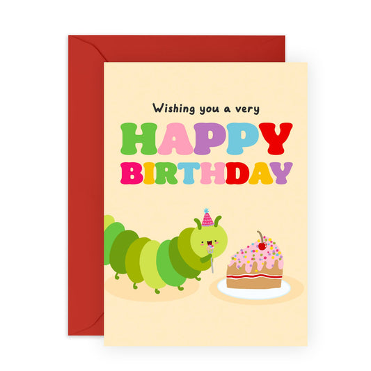 Birthday Card Boys Girls - Happy Birthday Caterpillar - Baby Milestone Cards - Kids Birthday Cards - Gift For Son Daughter Niece Nephew - Gift From Mum Dad - Comes With Stickers By Central 23
