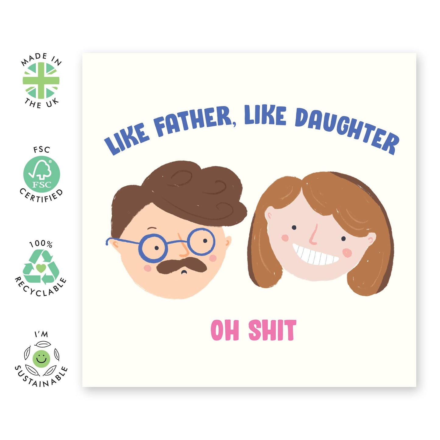 Funny Birthday Card For Dad From Daughter - Like Father Like Daughter - Father's Day Card For Dad - Gifts For Men Father Papa Pop Daddy - Comes With Fun Stickers By Central 23