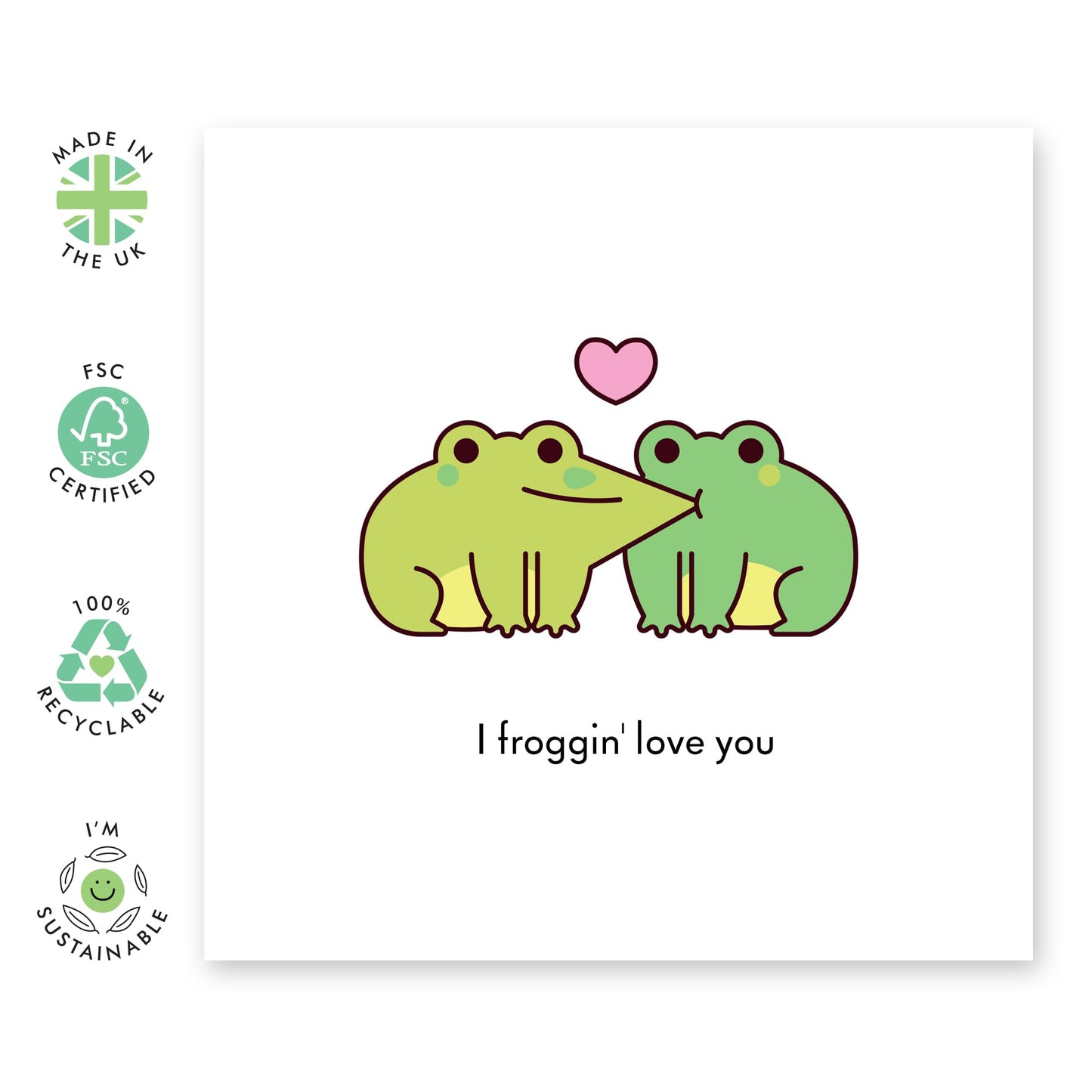 Adorable Couple's Love Card - 'I Froggin Love You' - Gifts for Him, Her, Wife, Husband, Girlfriend, Boyfriend, Spouse - Suck & Kiss Cheeks - Comes with Fun Stickers
