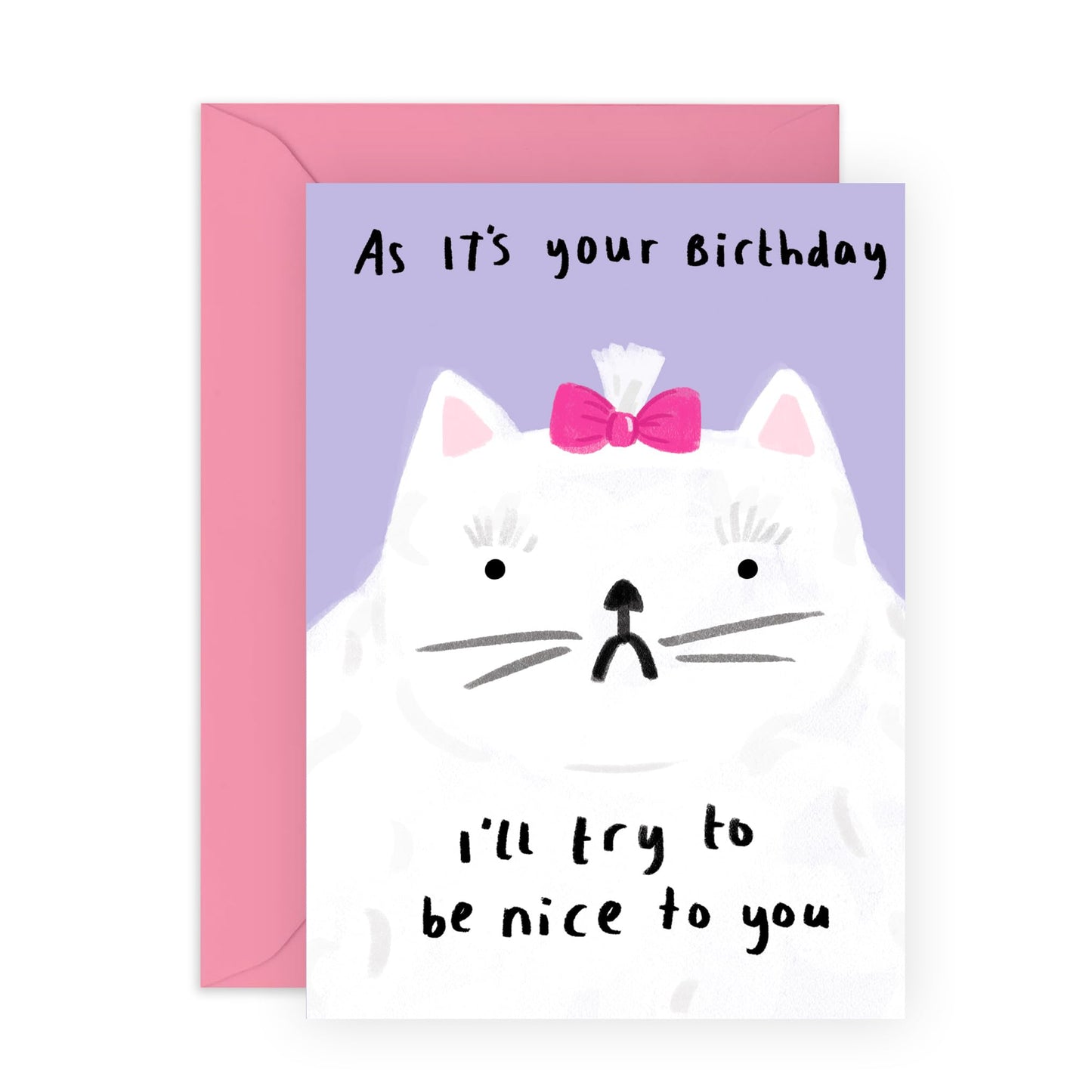Birthday Greeting Card - 'CAT NICE TO U' - Perfect for Showing Affection with a Whimsical Cat Twist - Ideal for Friends, Bothers, Sisters, Family or Loved Ones - Comes with Stickers by Central 23