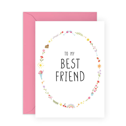 Greeting Card - 'TO MY BEST FRIEND' - Perfect for Celebrating a Special Bond with a Heartfelt Touch - Ideal for Best Friends, Close Companions, and Loved Ones - Comes with Stickers By Central 23