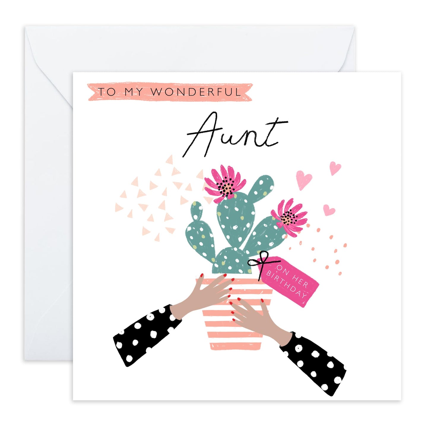 Birthday Card For Aunt - Aunt Birthday Cactus - Gift From Niece Nephew - Happy Birthday Aunty Greeting Card - Heartfelt Gifts For Women Tia - Comes With Fun Stickers - By Central 23