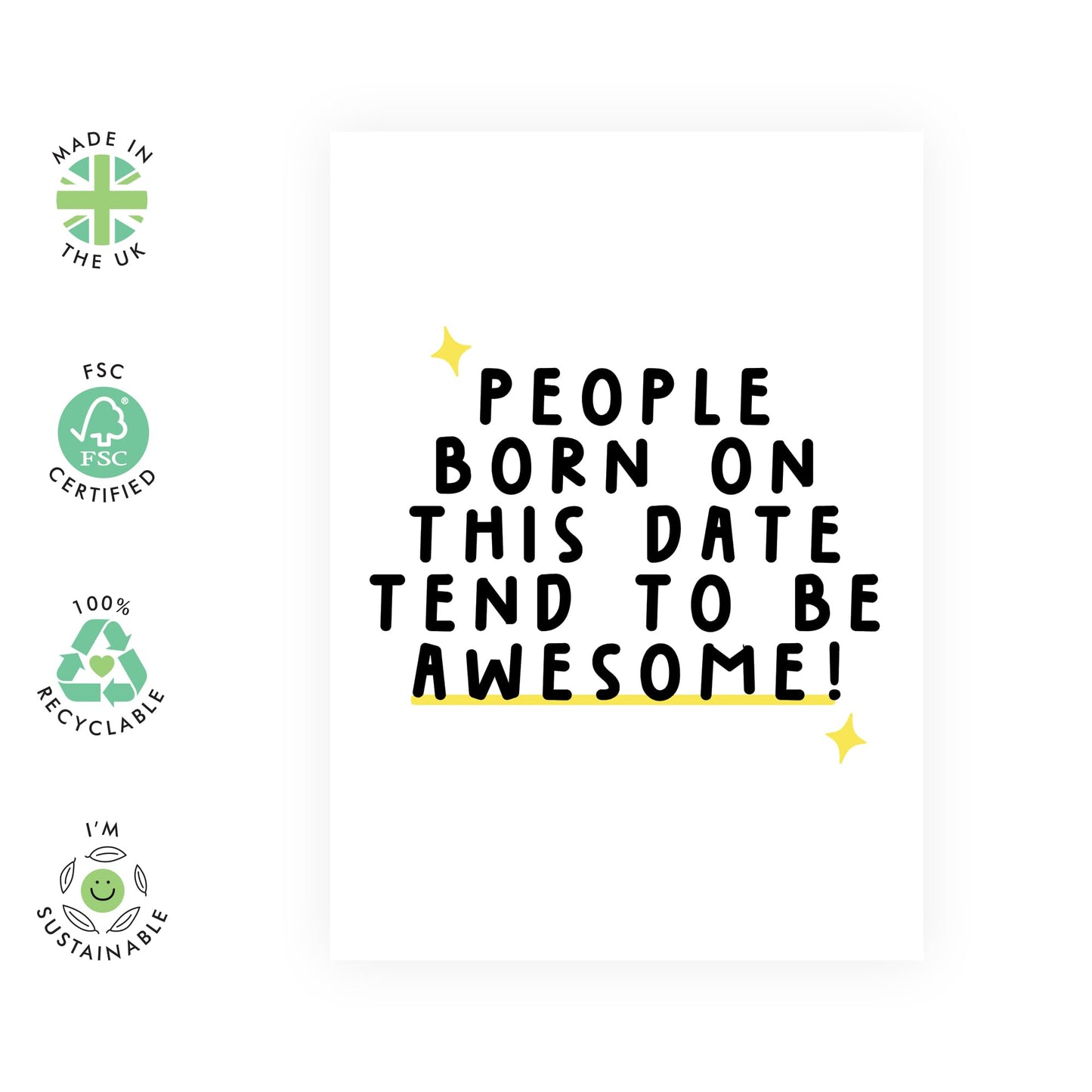 Best Friend Birthday Card For Her Him - People Born On This Date Tend To Be Awesome! - Daughter Birthday Cards - Gifts For Women Men Sister Mum Coworker - Comes With Stickers By Central 23