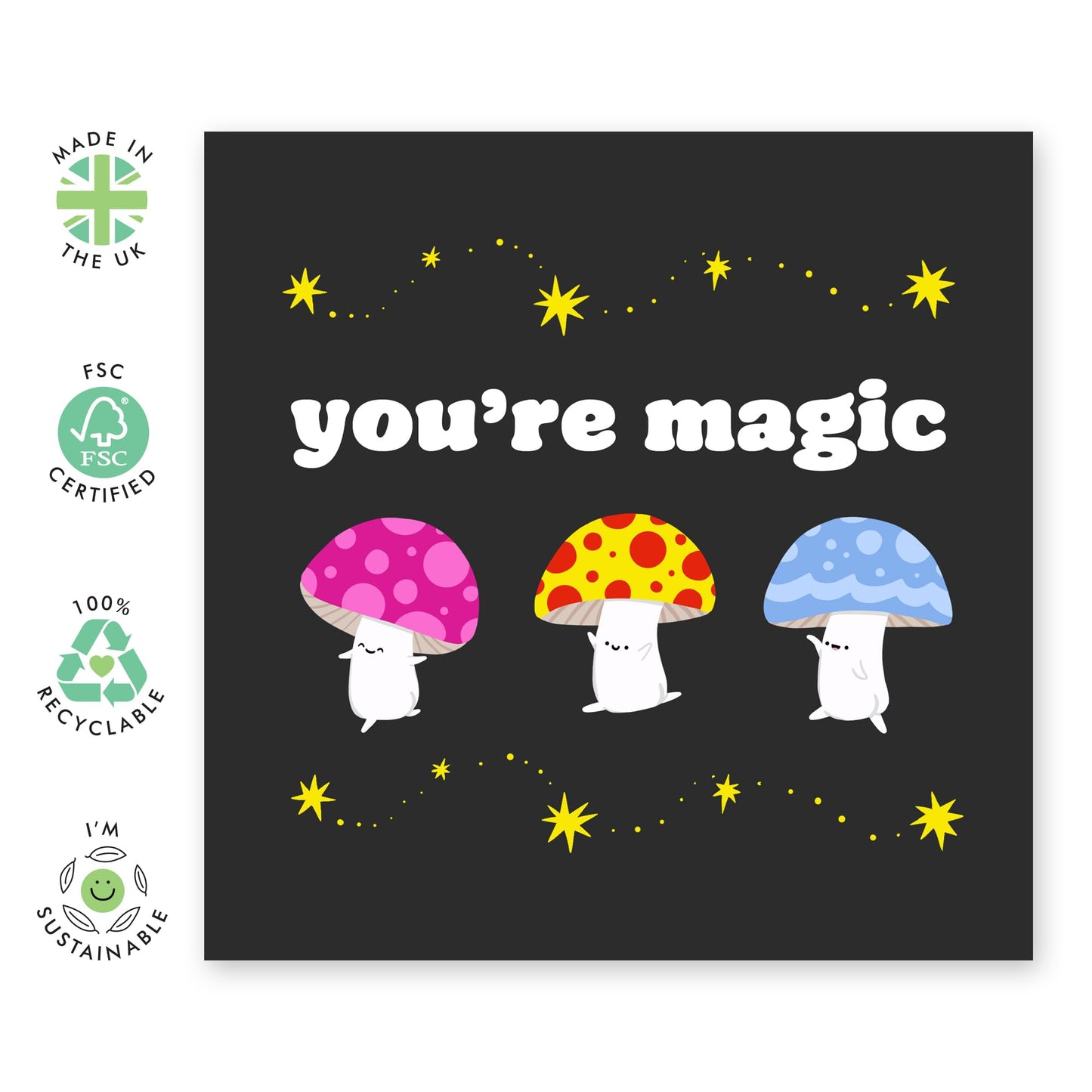 Valentines Card For Girlfriend Boyfriend Partner - You're Magic Mushrooms - Wedding Anniversary Card For Husband Wife - Romantic Card For Him Her - Comes With Fun Stickers By Central 23