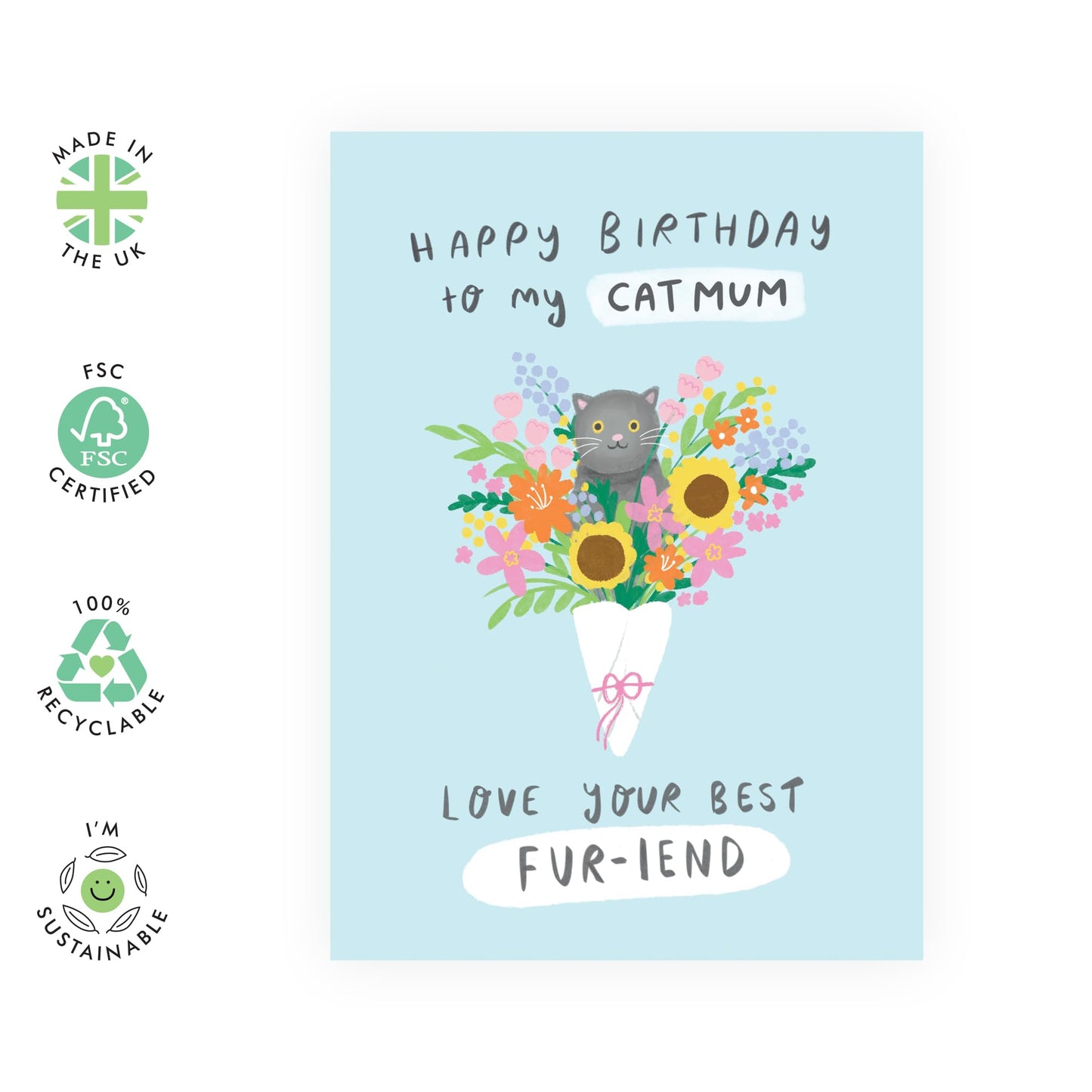 Cat Mum Card - Cat Birthday Card For Women - Happy Birthday Card And Envelope For Her - Gifts For Fur Parents Pet Owners Cat Lady - Kitty Kitten - Comes With Cute Stickers By Central 23
