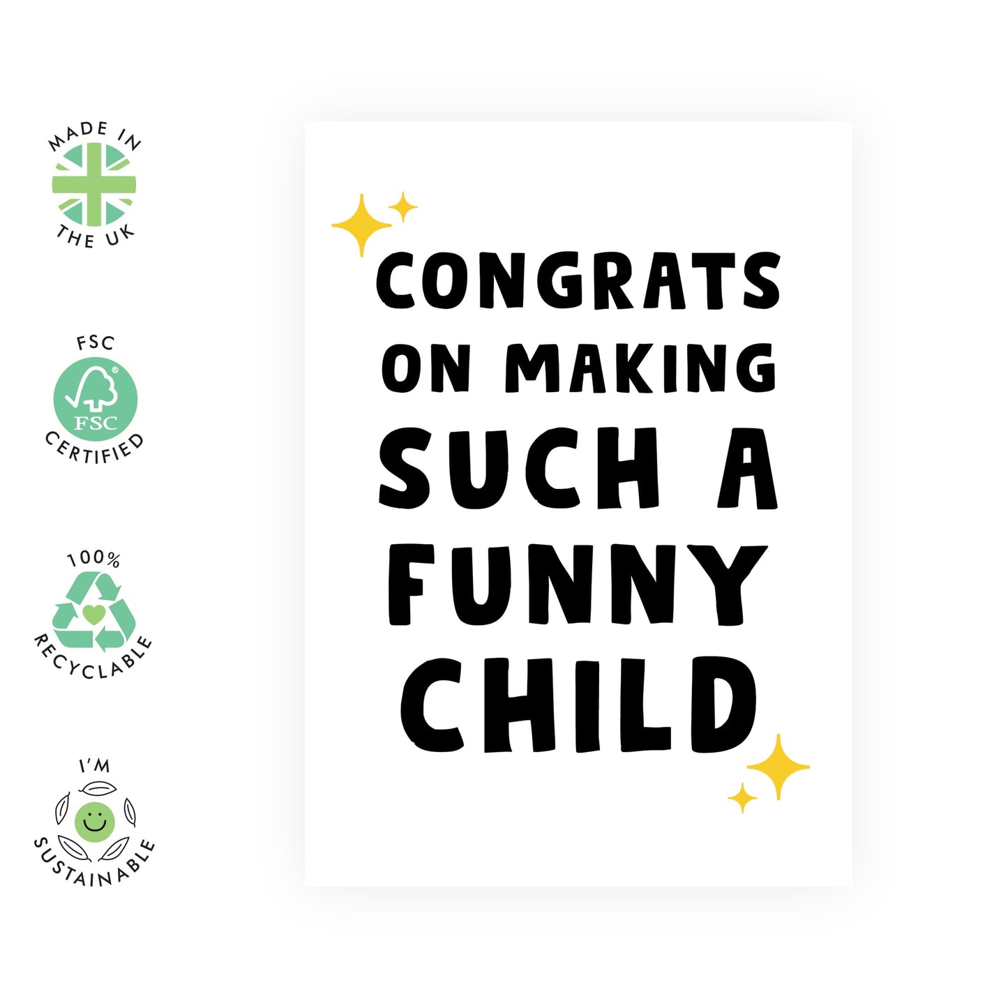 Humorous Greeting Card for Parents - 'FUNNY CHILD' - Presents for Mum, Dad, Mummy, Daddy, Ma, Pop, Her, Him from Son or Daughter, Family - Birthdays, Mothers Day Card - Comes with Stickers