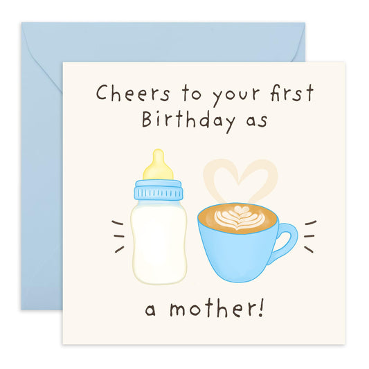 First Year of Motherhood Congratuations Card - "Cheers to Making It Through" - New Mum Greeting Card for Her, Partner, Sister, Colleagues - Parenting Milestone Celebration