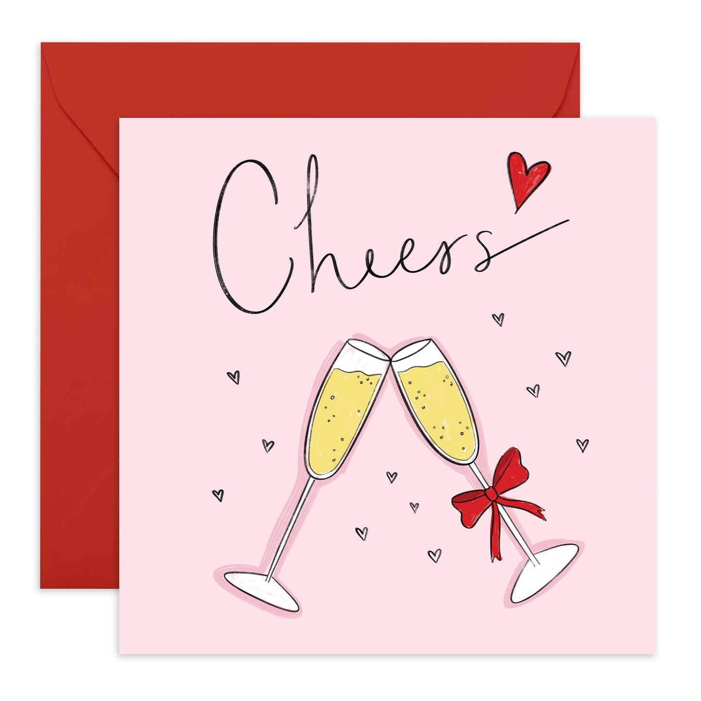 Greeting Card - 'CHEERS GLASSES' - Perfect for Celebrating Any Special Occasion with a Toast - Ideal for Adding Festivity to Anniversaries Birthdays or Achievements - Comes With Stickers By Central 23