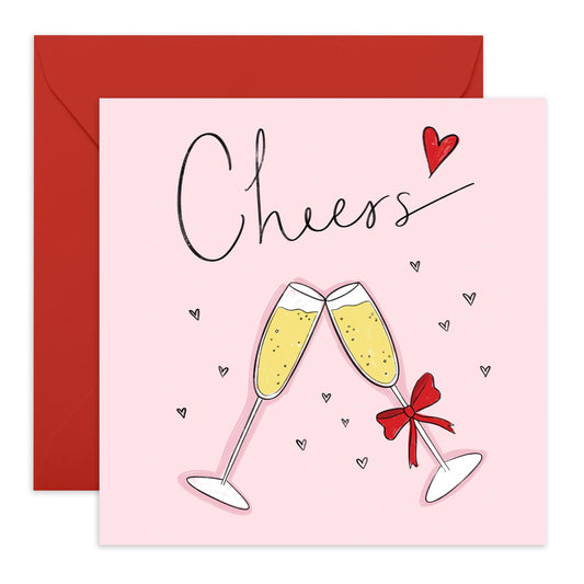 Greeting Card - 'CHEERS GLASSES' - Perfect for Celebrating Any Special Occasion with a Toast - Ideal for Adding Festivity to Anniversaries Birthdays or Achievements - Comes With Stickers By Central 23