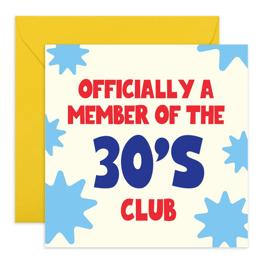 30th Birthday Card For Men Women - 30's Club - Wife Husband Birthday Greeting Card - Happy Thirtieth Birthday Cards For Male Female Friends - Comes With Fun Stickers By Central 23