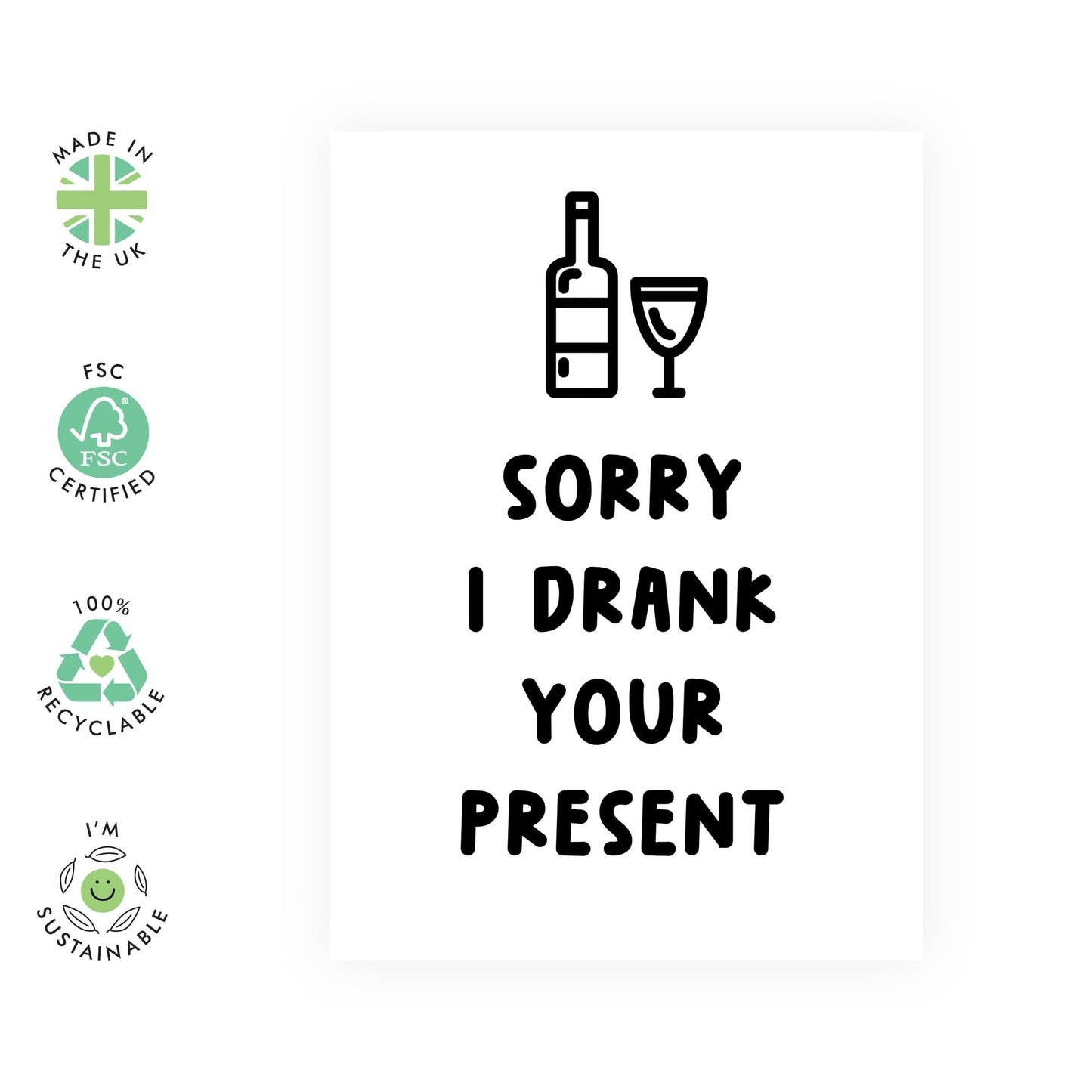 Husband Birthday Card From Wife - Sorry I Drank Your Present - Funny Girlfriend Boyfriend Birthday Card - Gifts For Him Her Friends - Comes With Stickers And Envelopes By Central 23