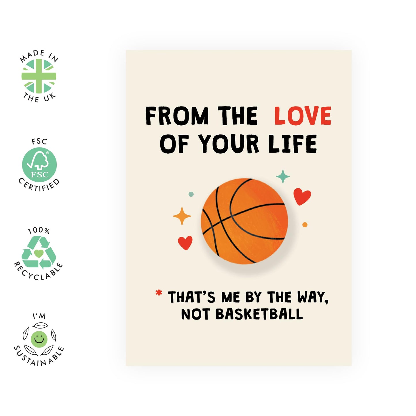Birthday Card For Her - Basketball Love Of Your Life - Anniversary Card Couple - Valentines Day Card Girlfriend - Gift For Fiance - From Husband Boyfriend - Comes With Fun Stickers By Central 23