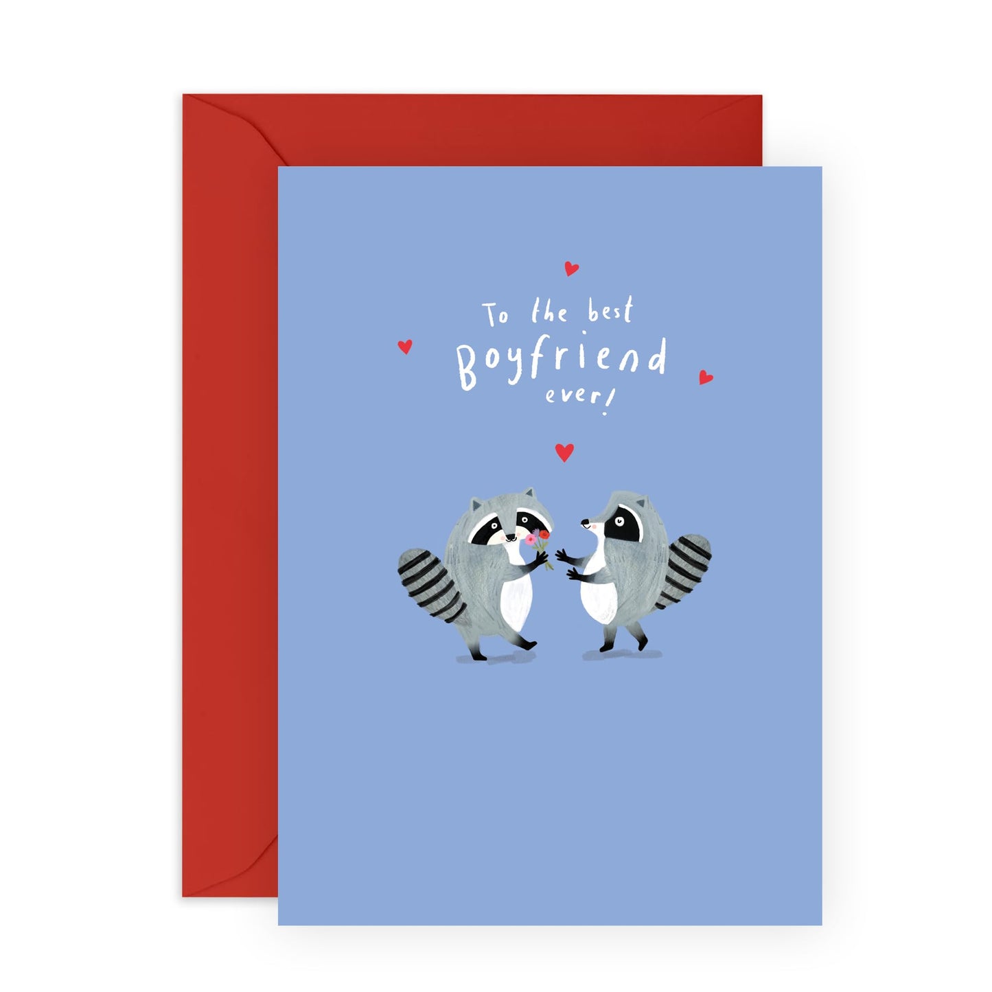 Sweet Animals Anniversary Card - 'Boyfriend Raccoon' - Anniversary & Valentines Gifts for Boyfriends, Boyfie, Babe, Couples, Partner, Other Half - For You - Comes with Fun Stickers