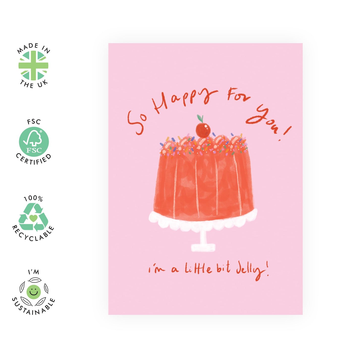 Quirky Greeting Card - 'HAPPY FOR YOU' - Perfect for Sharing in the Joy of Their Special Moments - Ideal for Expressing Genuine Happiness & Support on Any Occasion - Comes With Stickers By Central 23