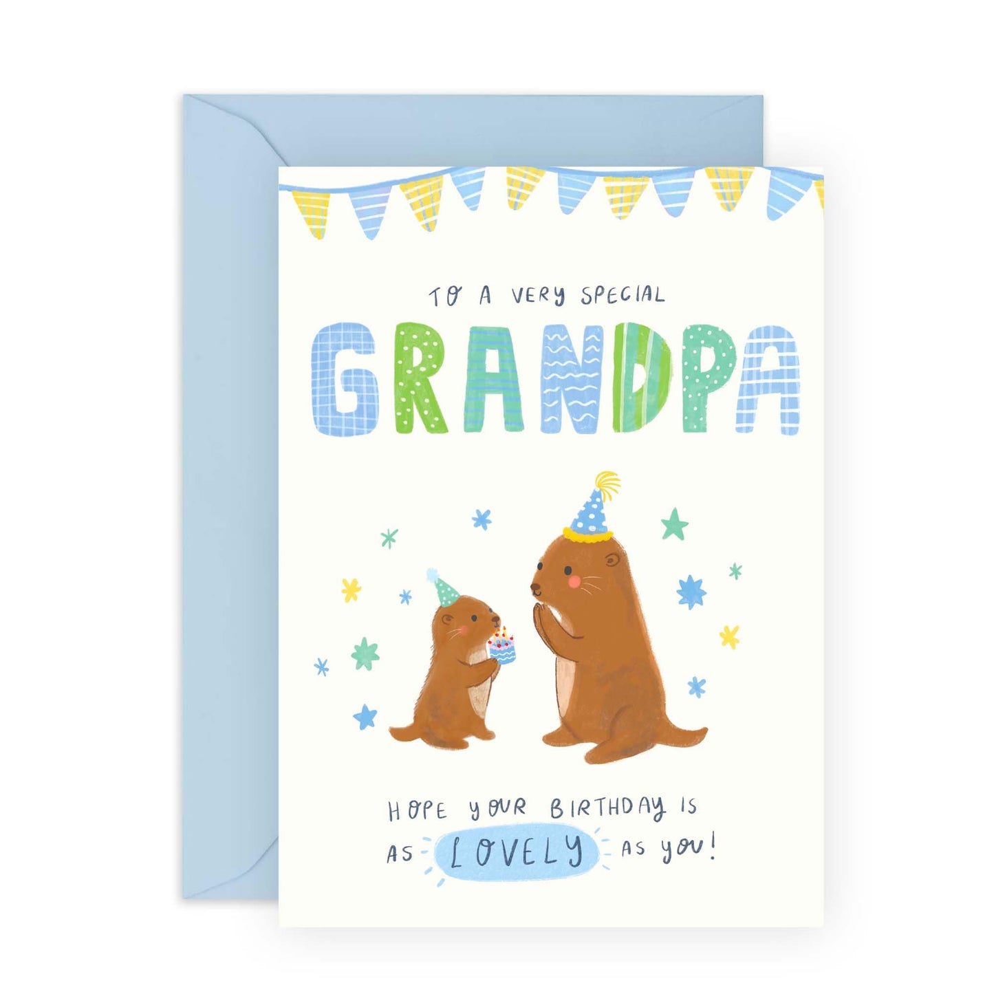 Grandpa Birthday Cards - To A Very Special Grandpa - Otter Birthday Card For Him - Sweet Birthday Greeting Cards For Grandad Grandfather - Comes With Stickers - By Central 23