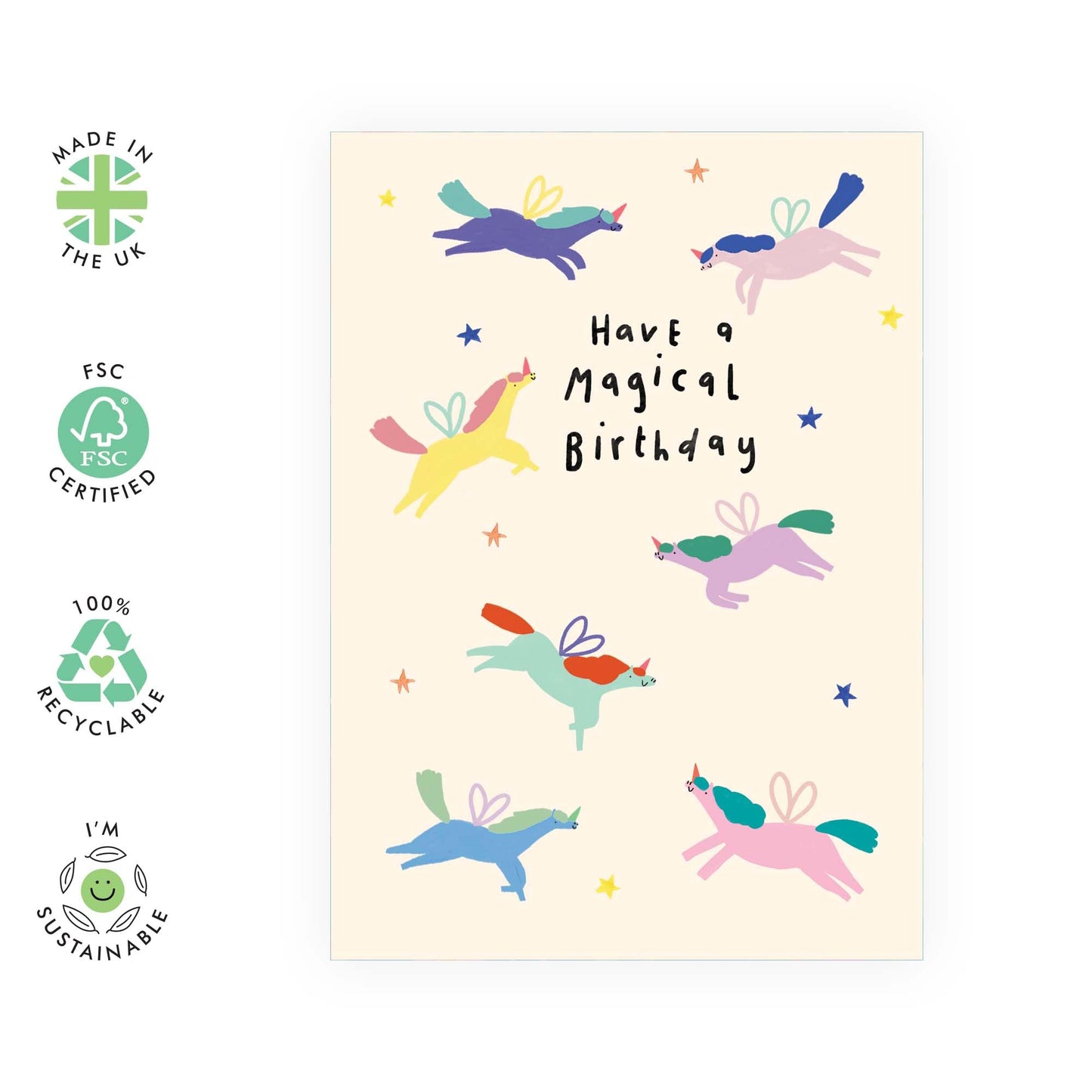 Birthday Greeting Card - 'MAGICAL BDAY UNICORN' - Perfect for Celebrating Birthdays with Enchantment & Fun - Ideal for Daughter Sisters Friends BFFs in All Ages - Comes With Stickers By Central 23
