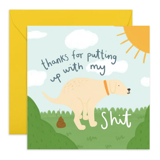 Friendship Cards Funny - Thanks Putting Up With My Shit - Hilarious Anniversary Card For Husband Wife Girlfriend Boyfriend Partner - Thank You Cards For Friends - Comes With Stickers By Central 23