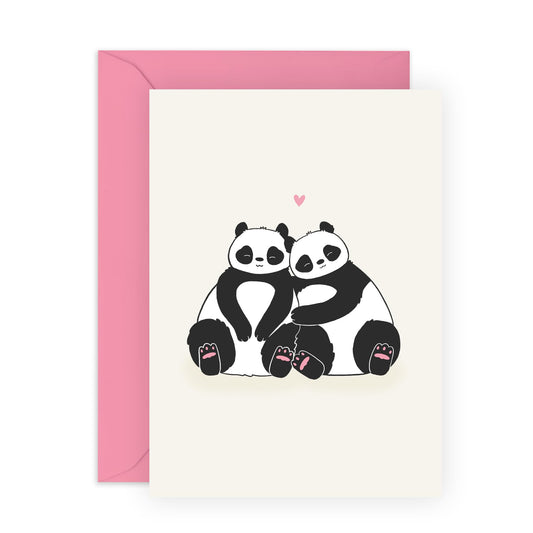 Panda Valentines Card For Kids - 'Pandas In Love' - Boyfriend Anniversary Card - Romantic Gifts For Him Husband Partner Fiance - Love Cards For Her Girlfriend - Comes With Cute Fun Stickers