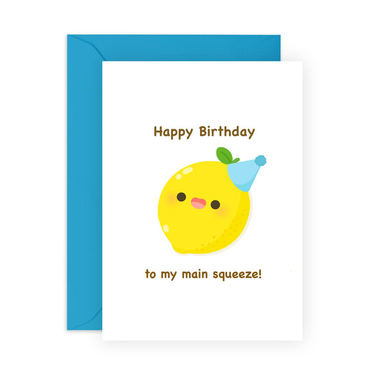 Funny Birthday Card For Wife Husband - To My Main Squeeze - Greeting Cards For Boyfriend Girlfriend - Friendship Card - Gifts For Him Her - Comes With Stickers - By Central 23