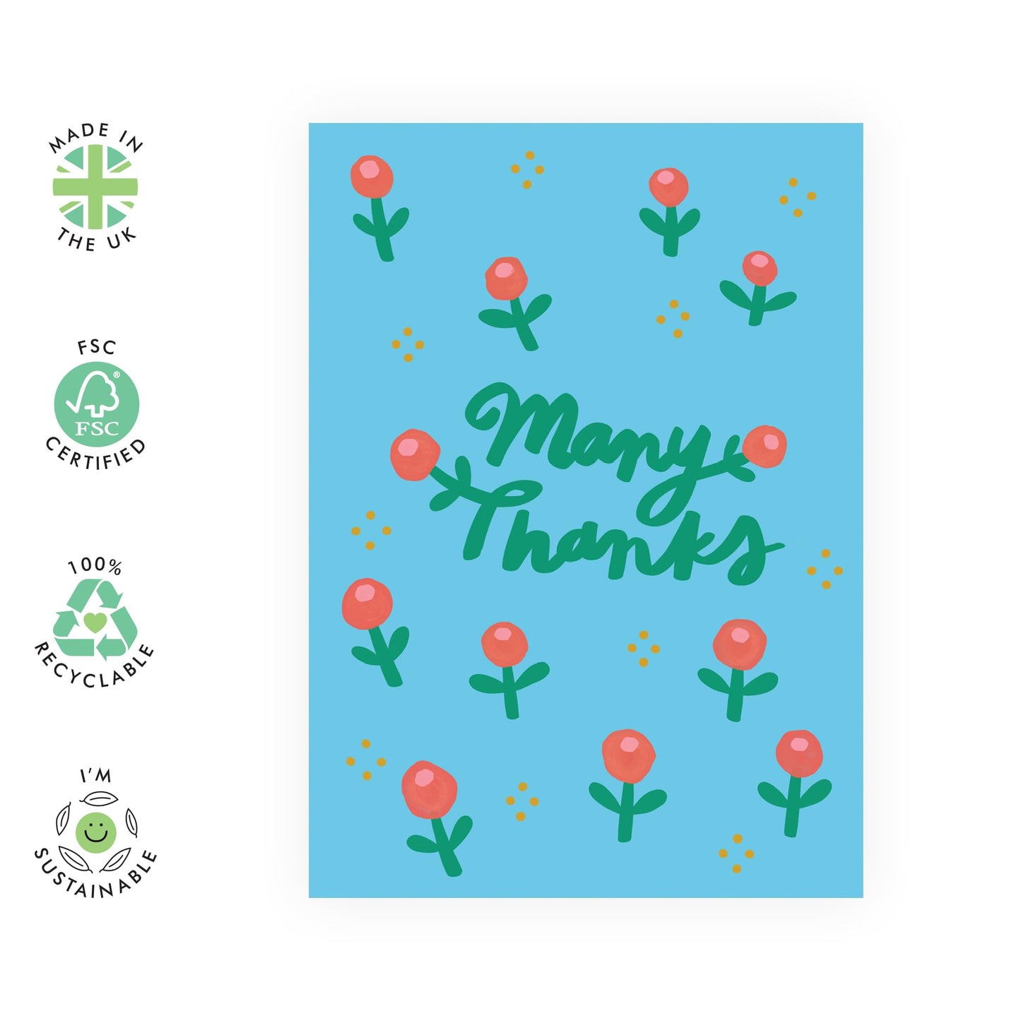 Floral Thank You Cards For Women - Many Thanks - Cute Greeting Cards For Female Ladies Woman - Appreciation Grateful Gratitude Cards For Her - Comes With Stickers - By Central 23