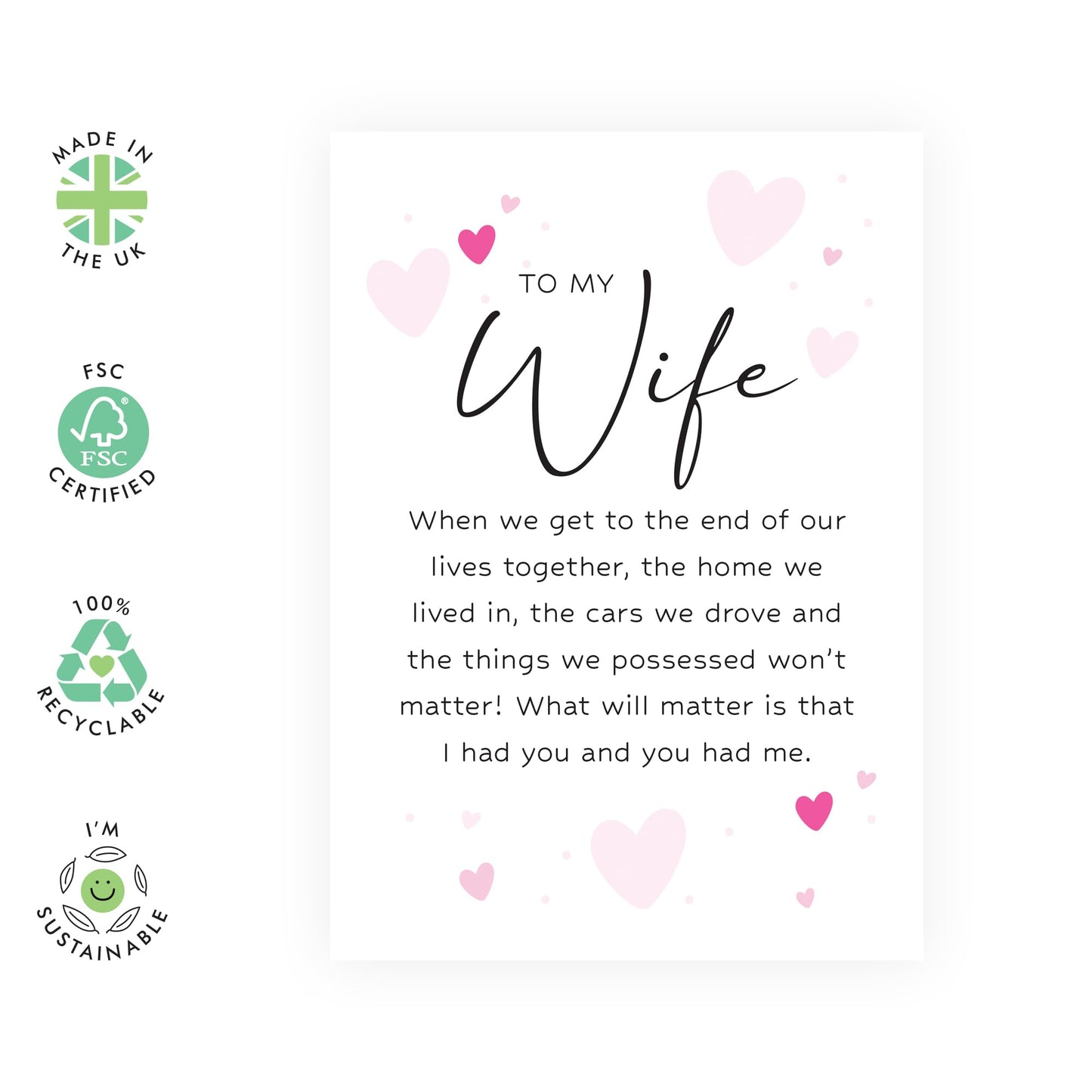 Sweet Message Anniversary Card - 'To My Wife' - Anniversary & Valentines Gifts for Married Couples, Wife, Partner, Wifey, Other Half - For You - Comes with Fun Stickers