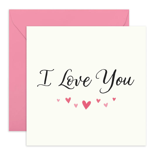 Classic ILY Greeting Card - 'I Love You' - Gifts for Husband, Wife, Girlfriend, Boyfriend, Him, Her, Babe, Other Half, Darling - Hand Writing - Comes with Fun Stickers