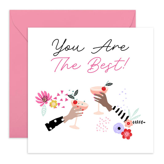 Cheers Happy Greeting Card - 'You Are The Best Cocktails' - Gifts for Friends, Coworkers, Colleague, Cousin, BFF, Neighbours, Uncle, Brother - Celebrating - Comes with Fun Stickers