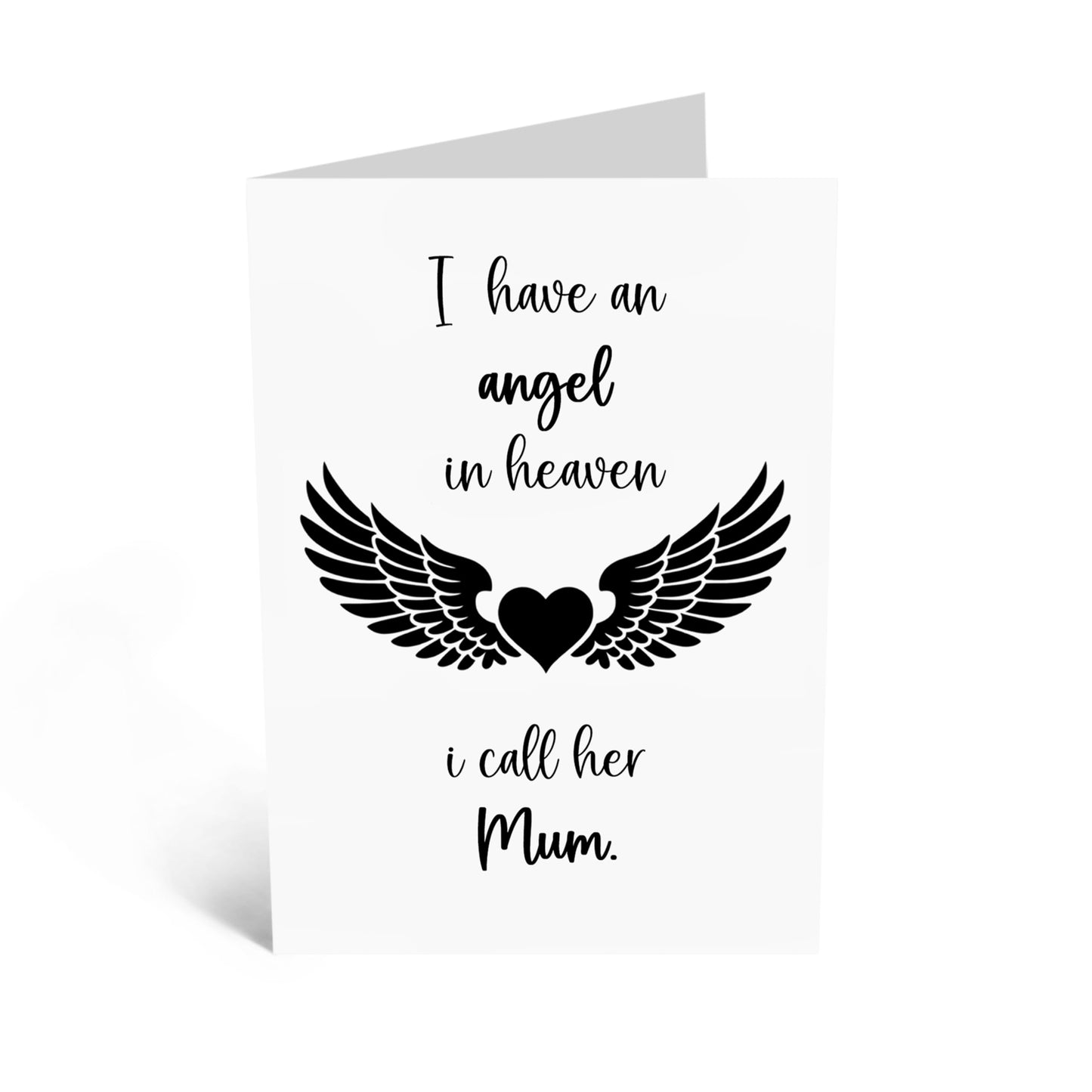 In Loving Memory Mother's Day Card - ‘I Have an Angel in Heaven’ Poem - Memorial Remembrance Card for Deceased Mum - Heart & Wings Design - Includes Premium White Envelope